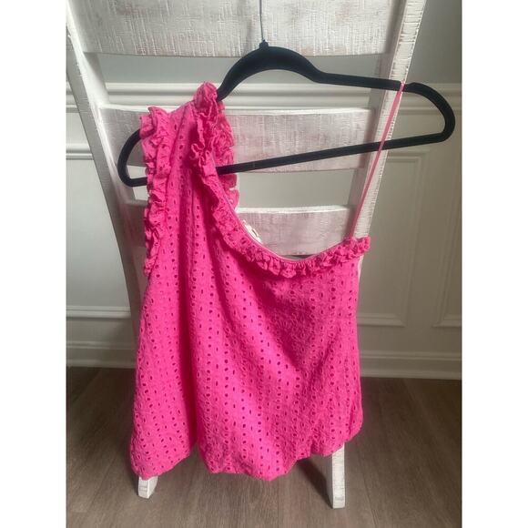 Entro Pink Eyelet‎ One Shoulder Tank Size Small - Picture 1 of 6